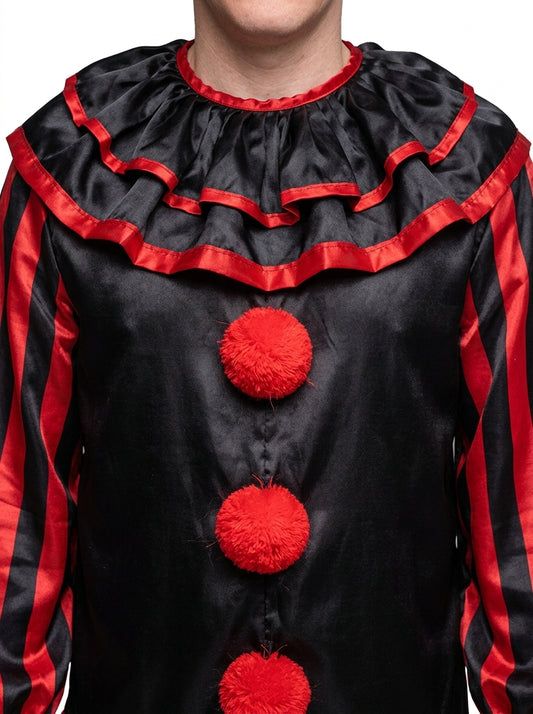 Evil Clown Costume - ruffles and pom-poms detail