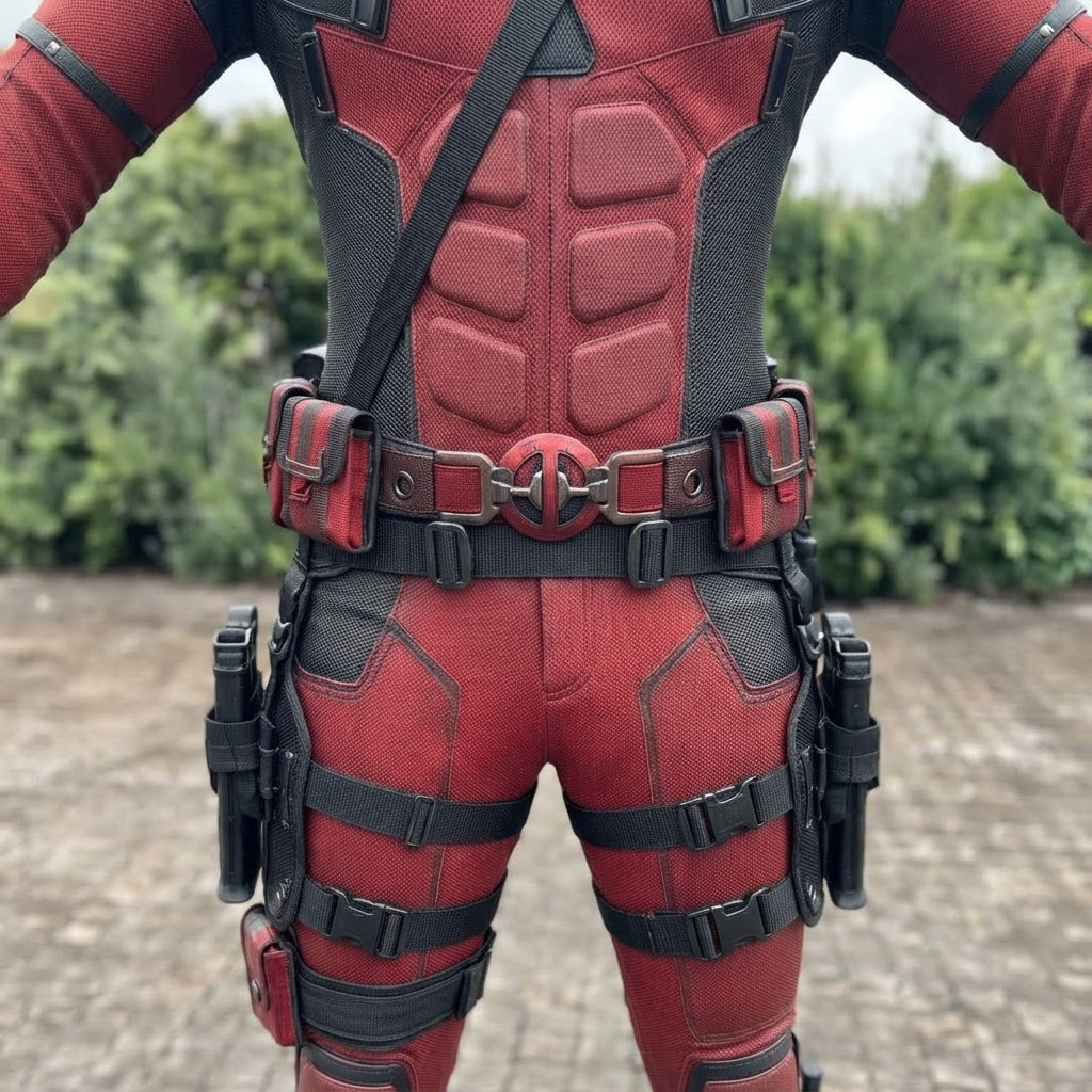 Deadpool Costume for Adults - Red and Black Merc Bodysuit