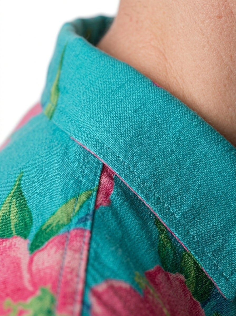 Hawaiian Tourist Costume - floral fabric close-up
