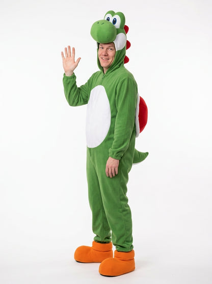 Yoshi Costume - model waving, full body
