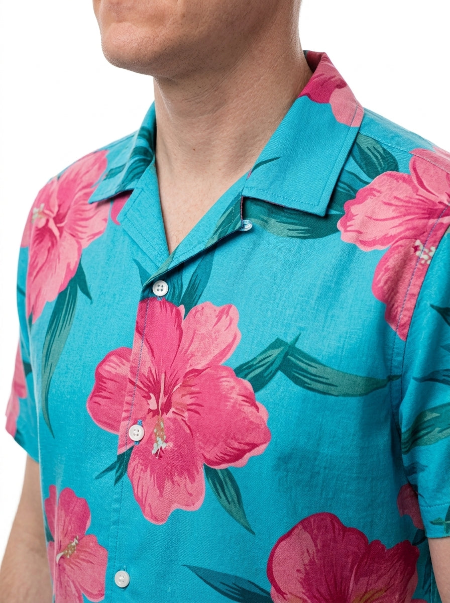 Hawaiian Tourist Costume - floral shirt close-up