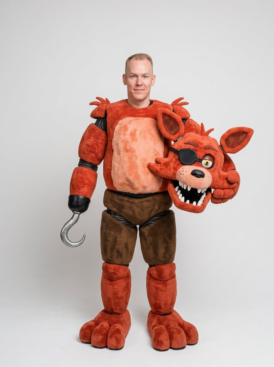 Foxy costume for adults, model wearing, alternate view