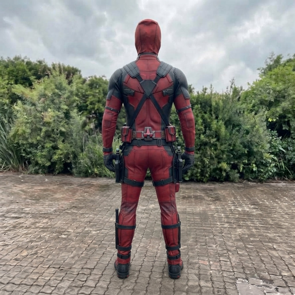 Deadpool Costume for Adults - Red and Black Merc Bodysuit