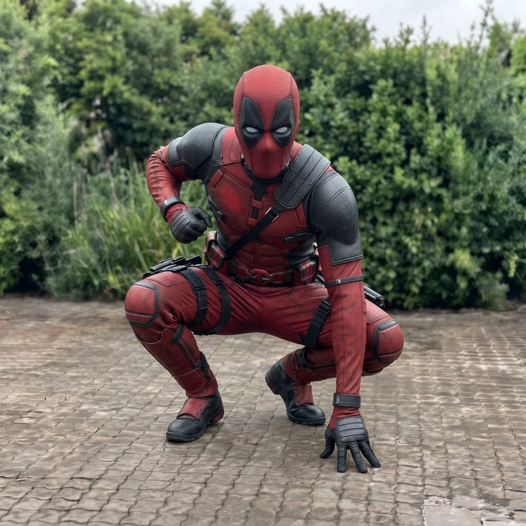 Deadpool Costume for Adults - Red and Black Merc Bodysuit