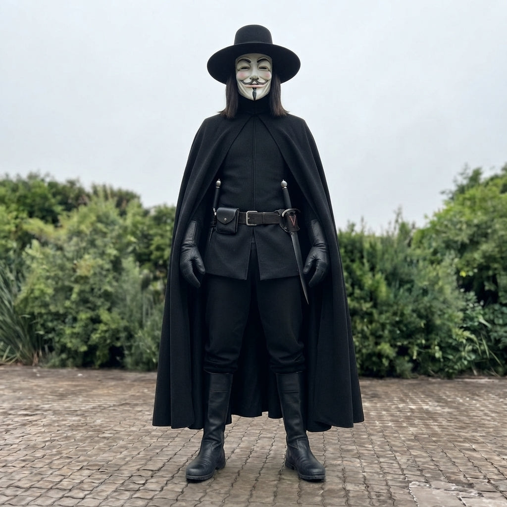 V for Vendetta Costume - Guy Fawkes Mask and Cloak Outfit