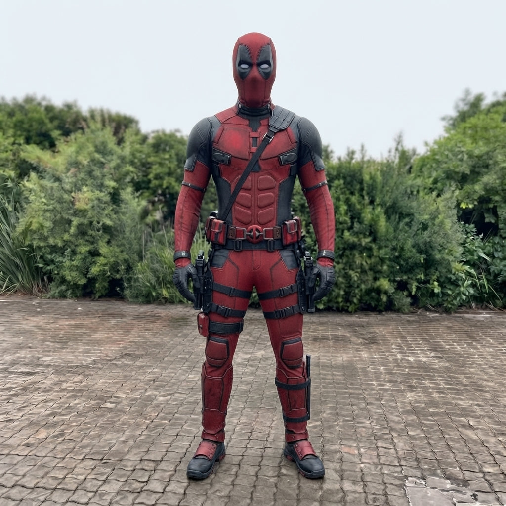 Deadpool Costume for Adults - Red and Black Merc Bodysuit