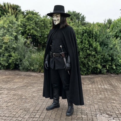 V for Vendetta Costume - Guy Fawkes Mask and Cloak Outfit