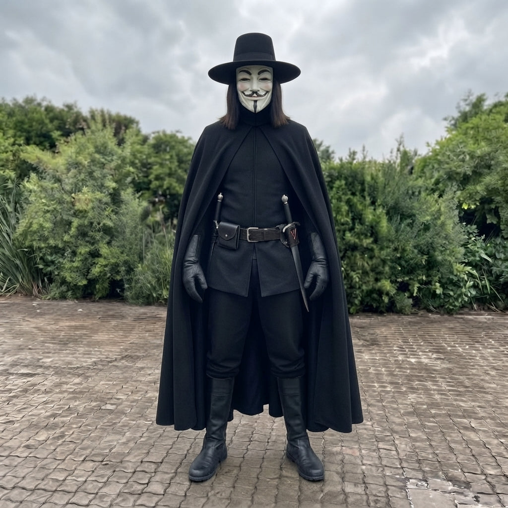 V for Vendetta Costume - Guy Fawkes Mask and Cloak Outfit