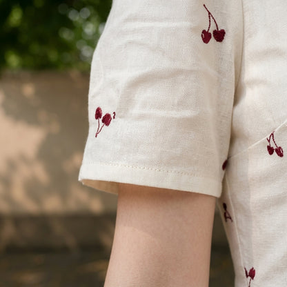 Cherry Print Midi Dress - Retro 50s Pin-Up Flare Dress