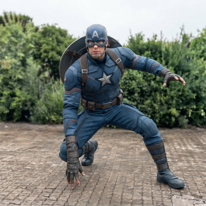 Captain America Costume for Men - Blue Superhero Suit with Shield