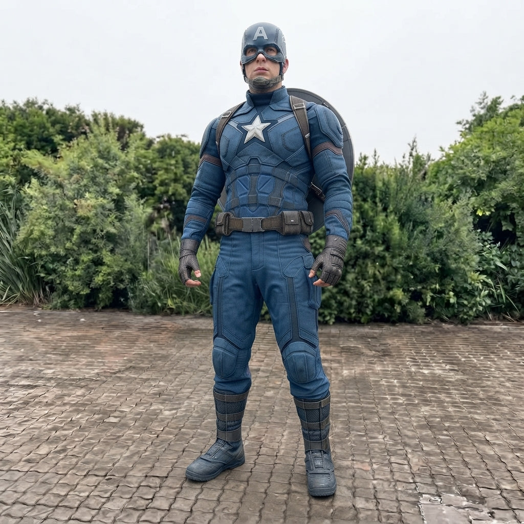 Captain America Costume for Men - Blue Superhero Suit with Shield