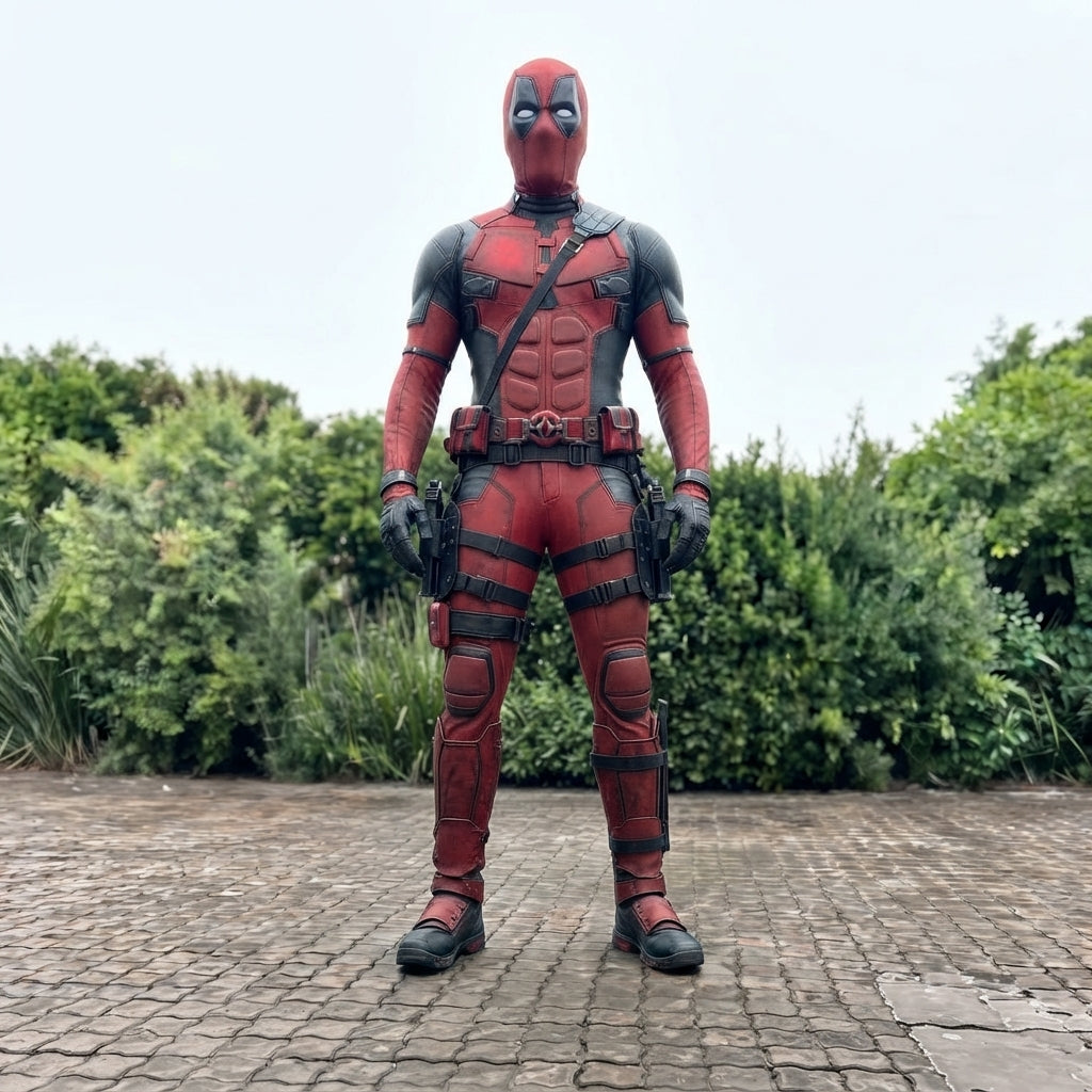 Deadpool Costume for Adults - Red and Black Merc Bodysuit