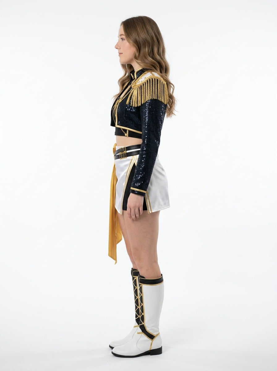 Huntrix Stage Costume for Women - KPop Demon Hunters idol stage costume worn by model, full body hero shot