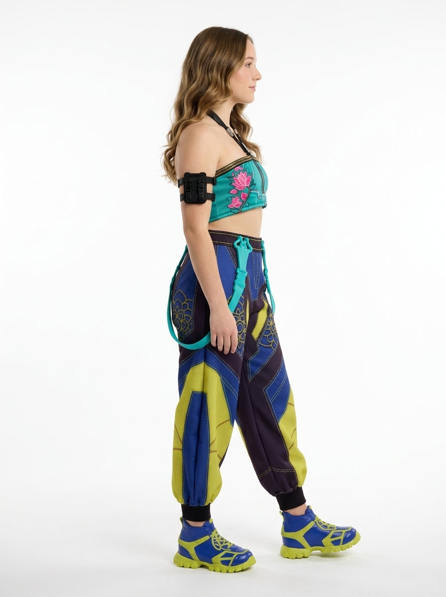 Mira Costume - teal crop top view