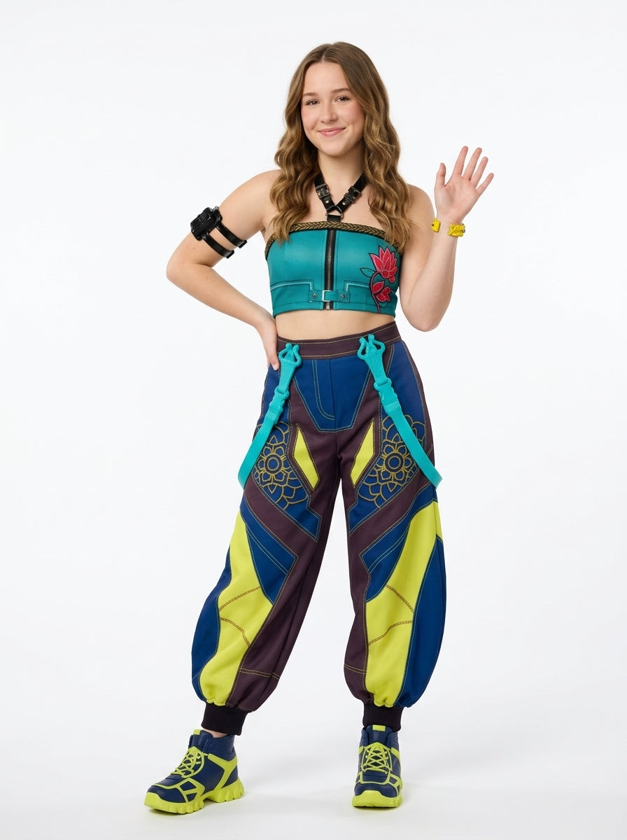 Mira Costume for Women - KPop Demon Hunters style costume worn by model waving, full body hero shot