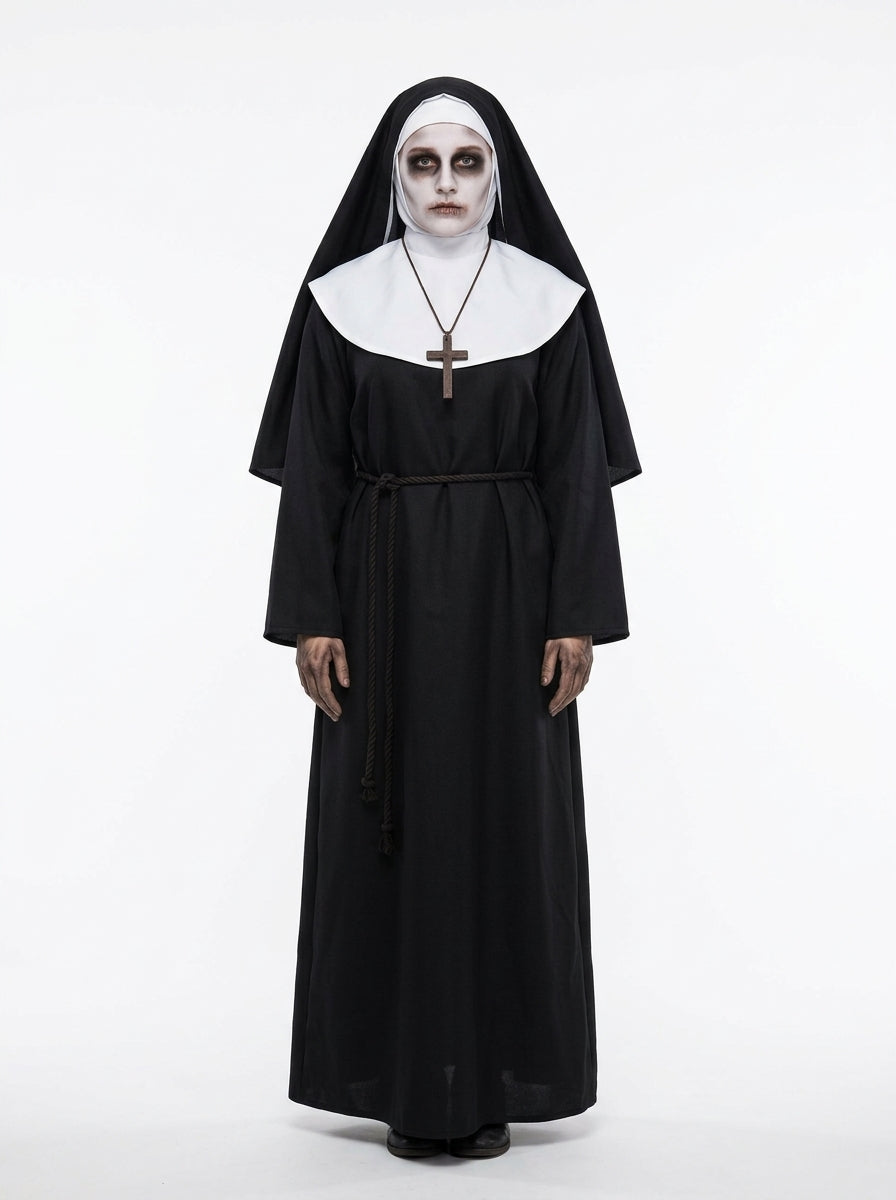 Scary Nun Costume - model standing, full body