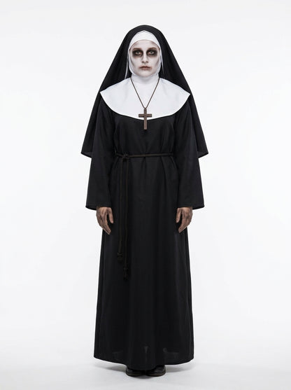 Scary Nun Costume - model standing, full body
