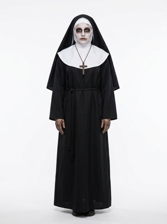 Scary Nun Costume - model standing, full body