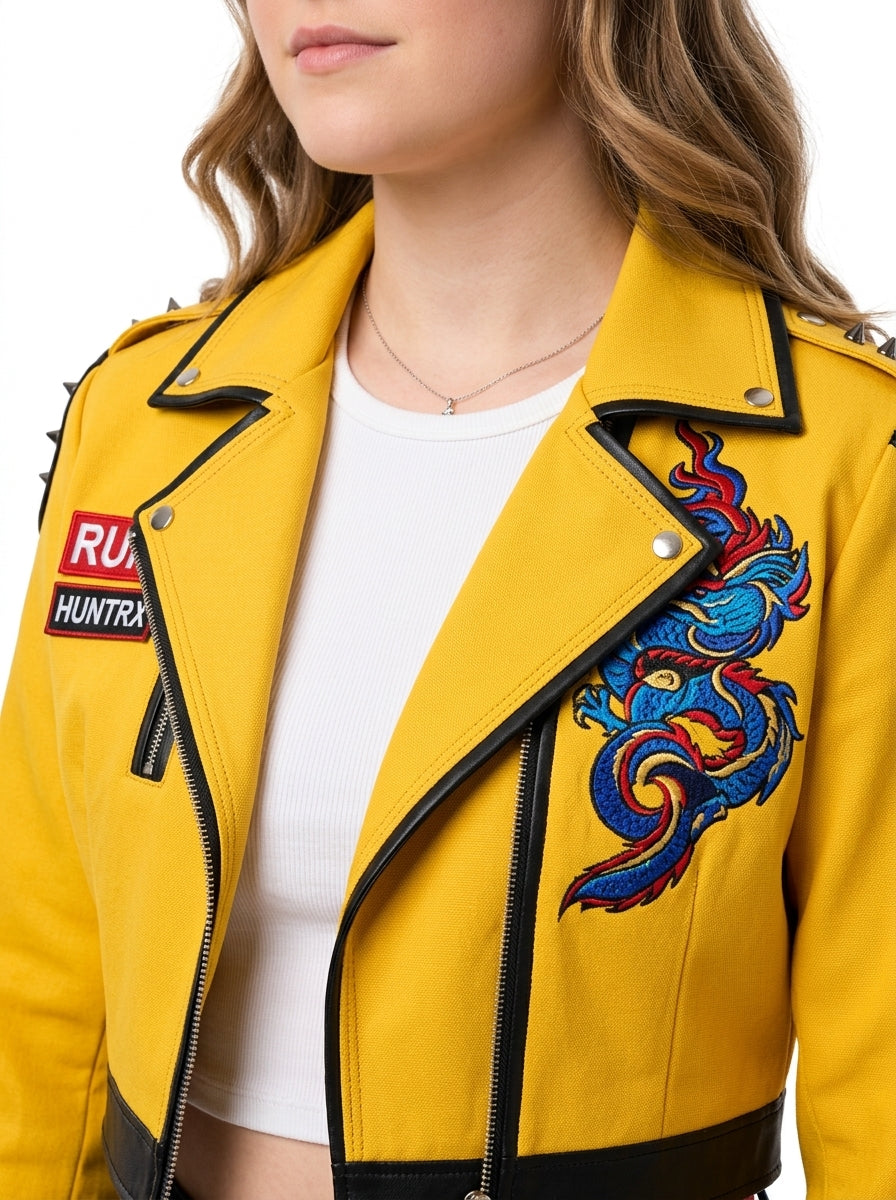 Rumi Costume - yellow jacket close-up