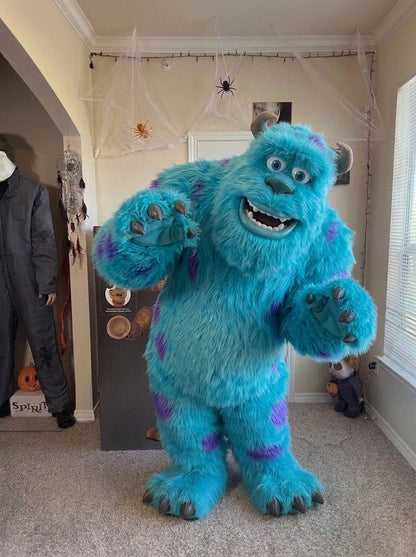 Blue monster leaning forward