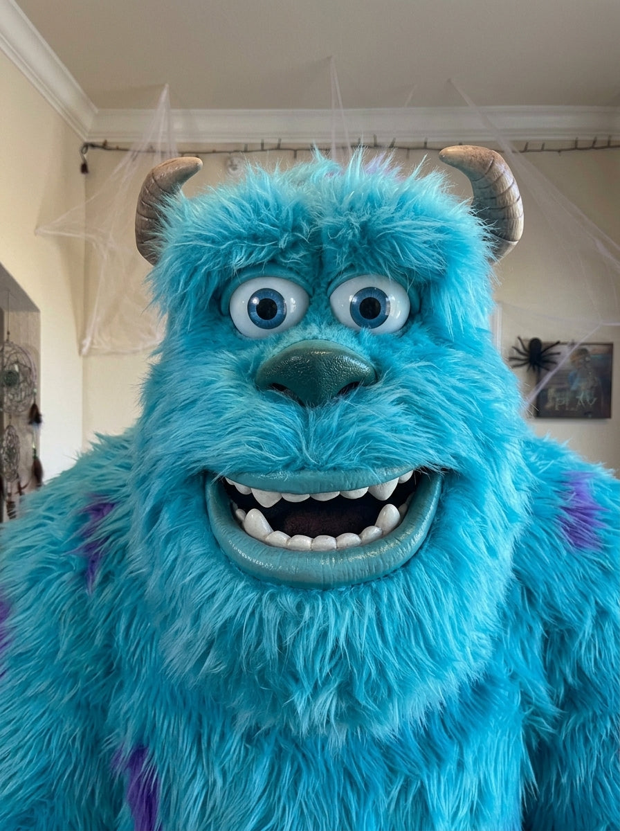 Blue monster mascot portrait
