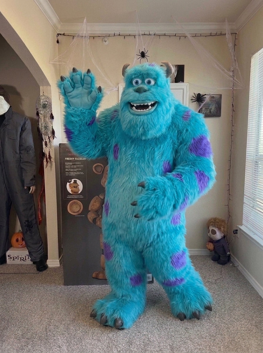 Monster mascot waving